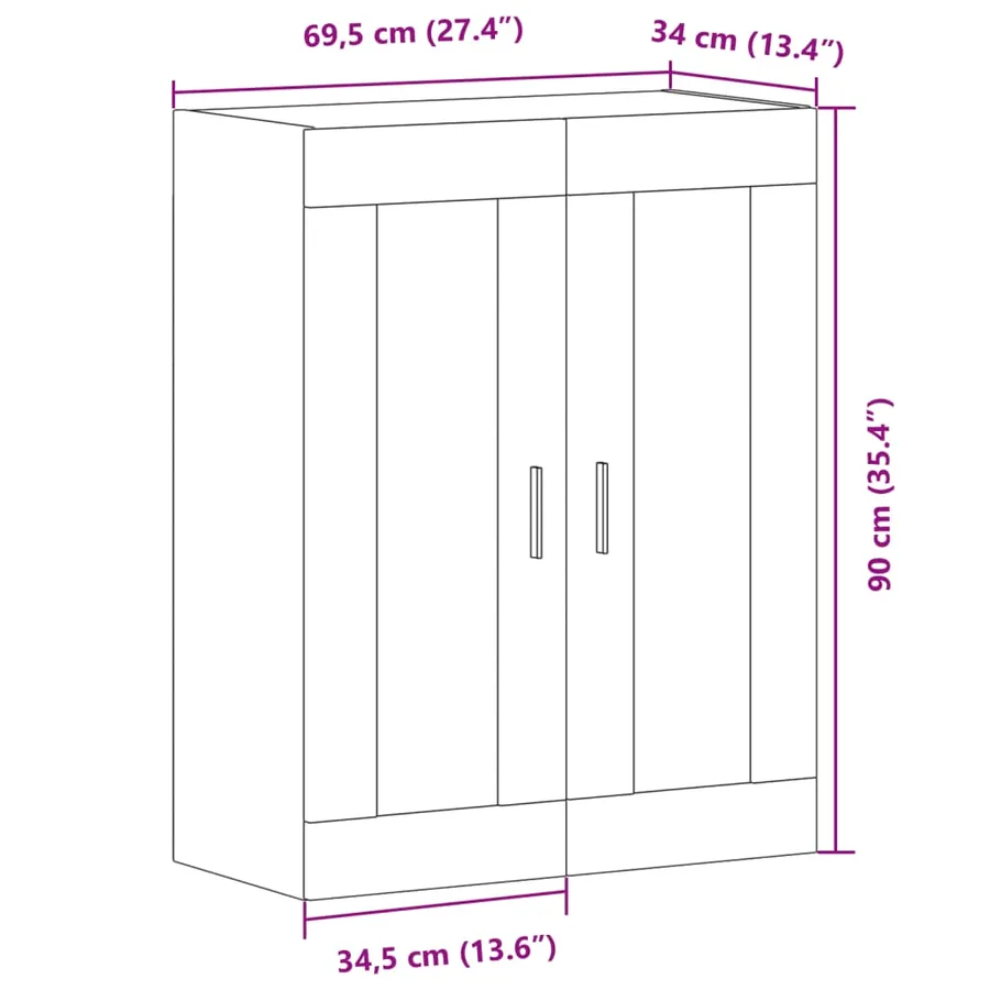Armoire murale vieux bois 69,5x34x90 cm bois d'ingénierie - 11