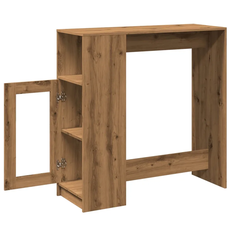 Table de bar avec étagères chêne artisanal bois d'ingénierie - 5