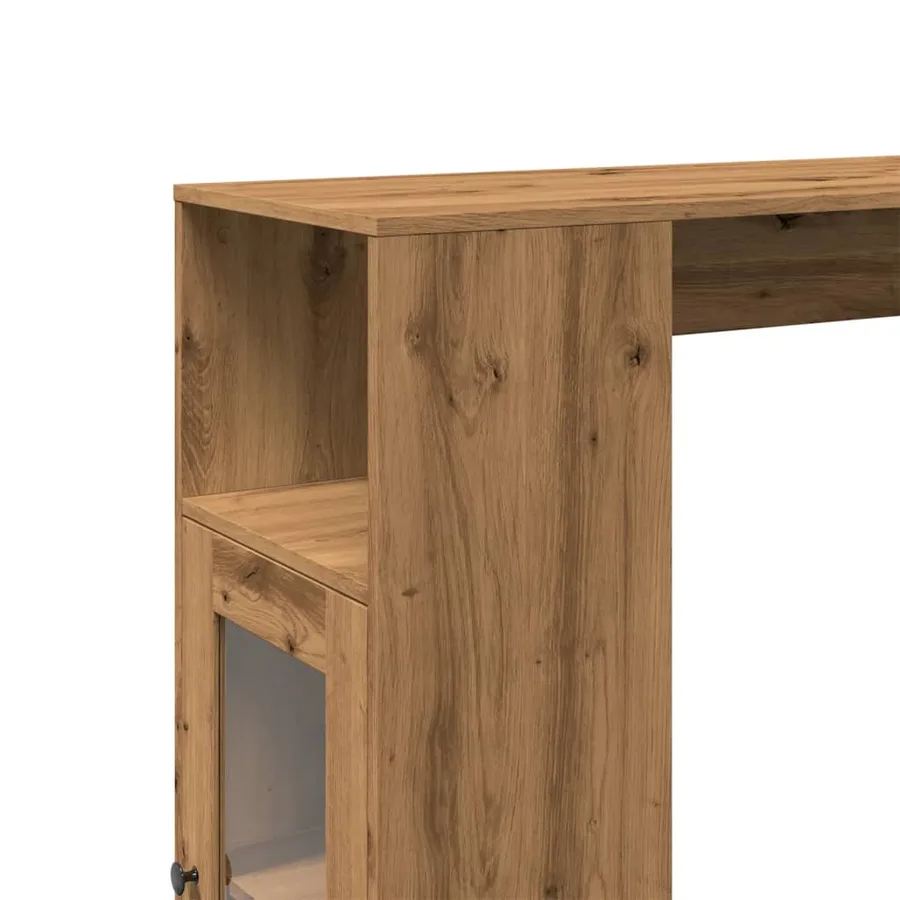 Table de bar avec étagères chêne artisanal bois d'ingénierie - 9