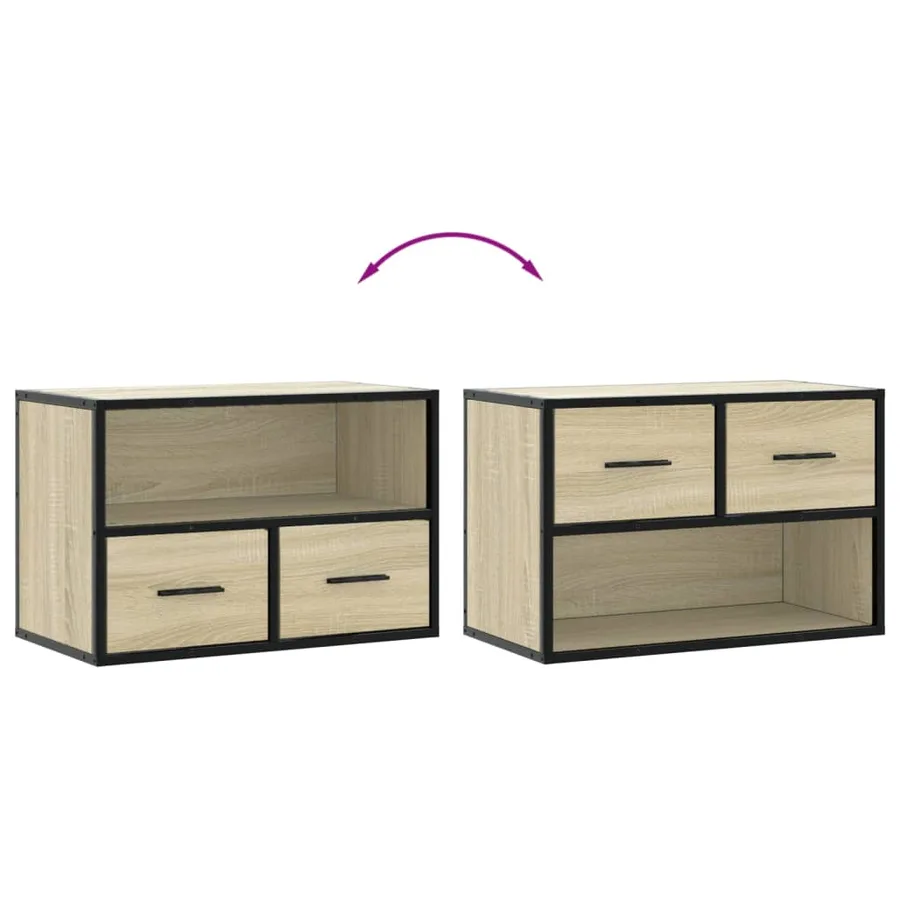 Meuble TV chêne sonoma 60x31x39,5 cm bois d'ingénierie et métal - 7