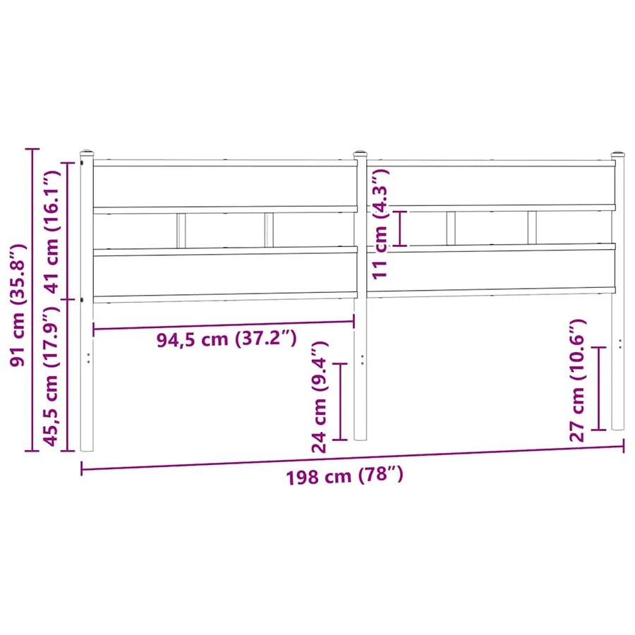 Tête de lit de remplacement chêne fumé 193 cm fer et bois d'ingénierie - 6