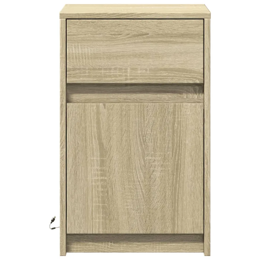 Armoires de chevet et lumières LED 2 pcs chêne sonoma - 6