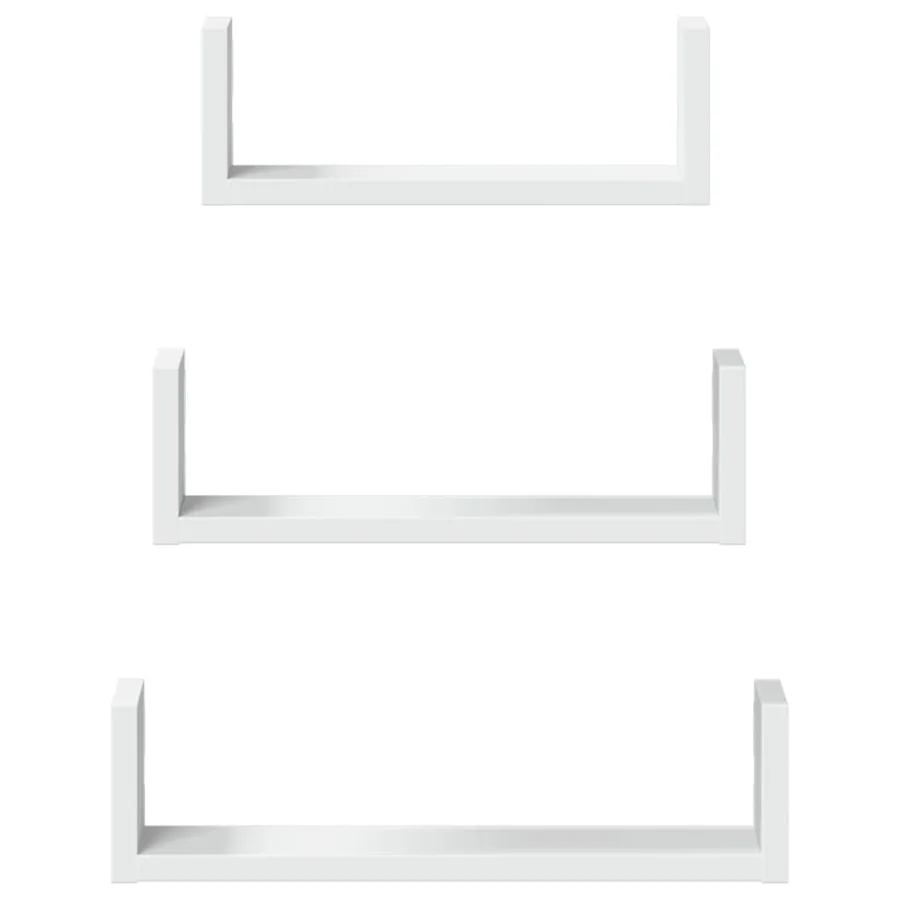Étagères murales 3 pcs blanc bois d'ingénierie - 4