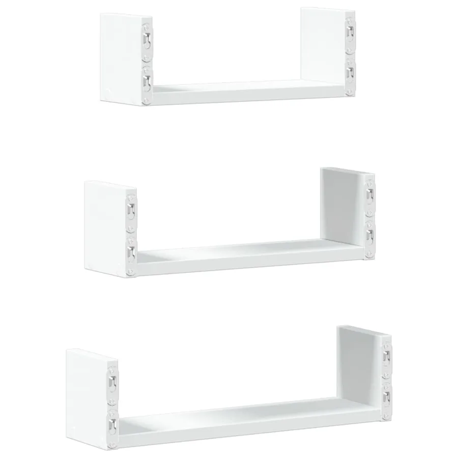 Étagères murales 3 pcs blanc bois d'ingénierie - 6