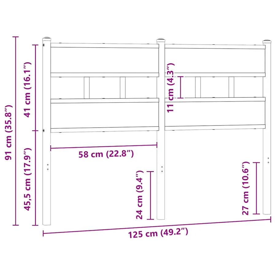Tête de lit de remplacement chêne fumé 120 cm fer et bois d'ingénierie - 6