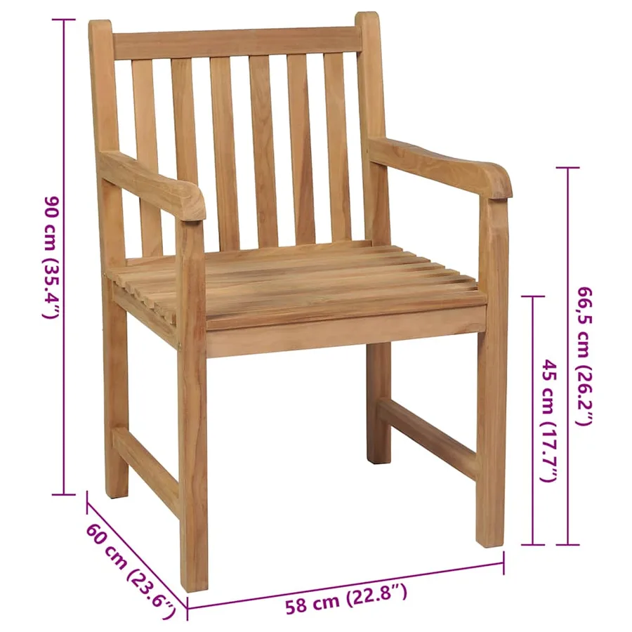 Chaises de jardin lot de 2 et coussins anthracite Bois de teck - 9