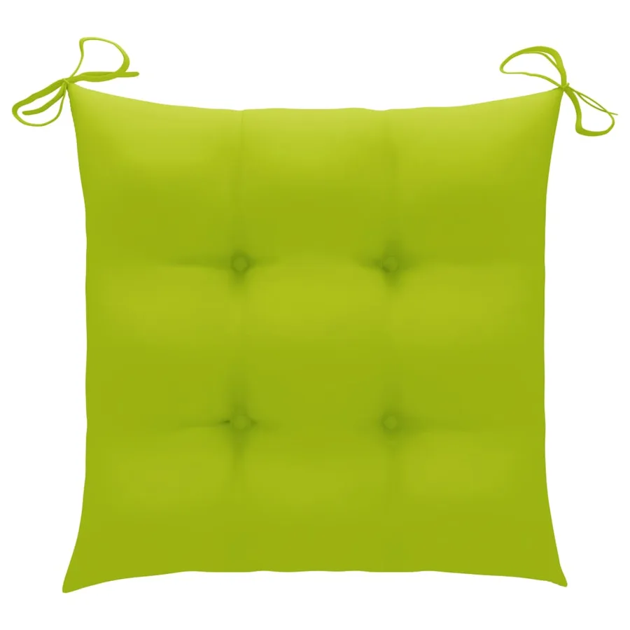 Chaises de jardin lot de 4 avec coussins vert vif Teck solide - 9