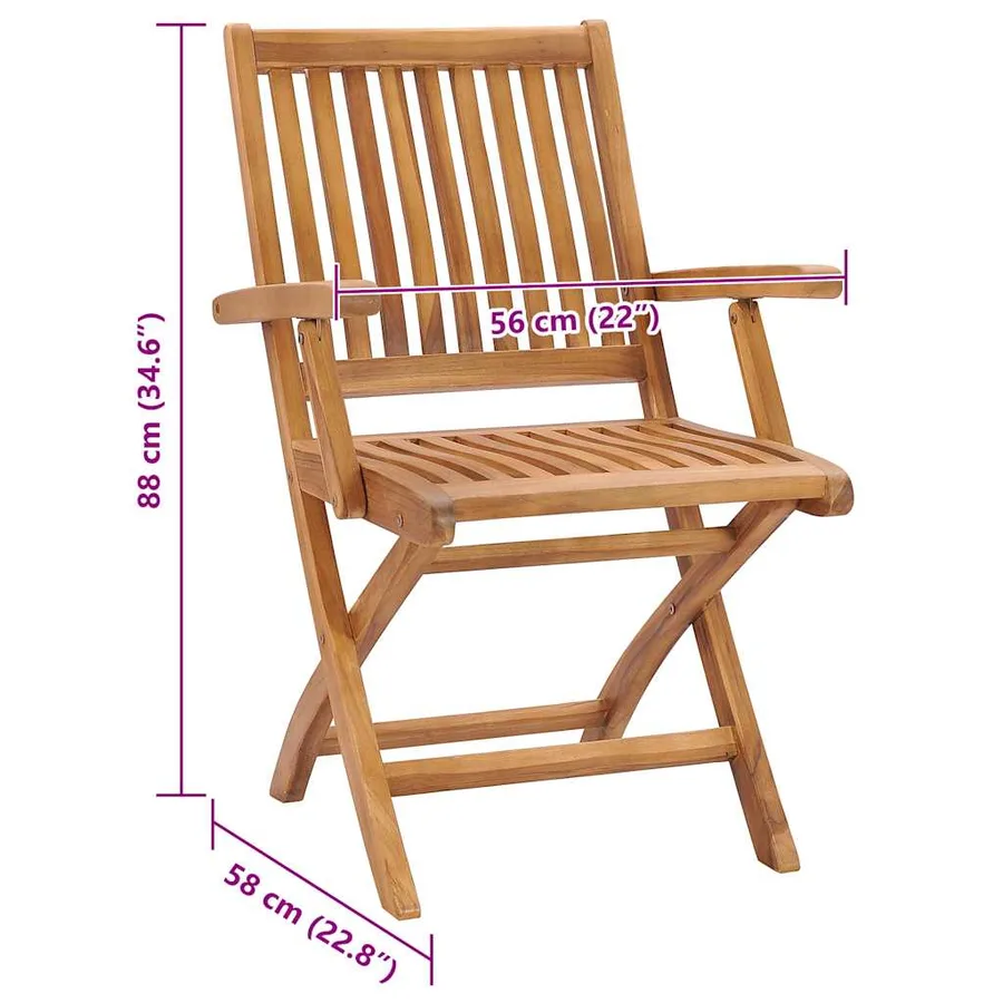 Chaises pliables de jardin avec coussins lot de 4 Teck solide - 11