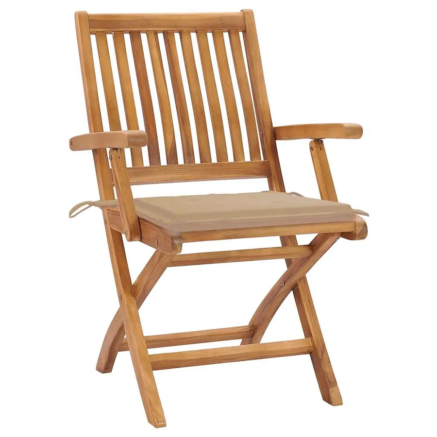 Chaises pliables de jardin avec coussins lot de 4 Teck solide - 2