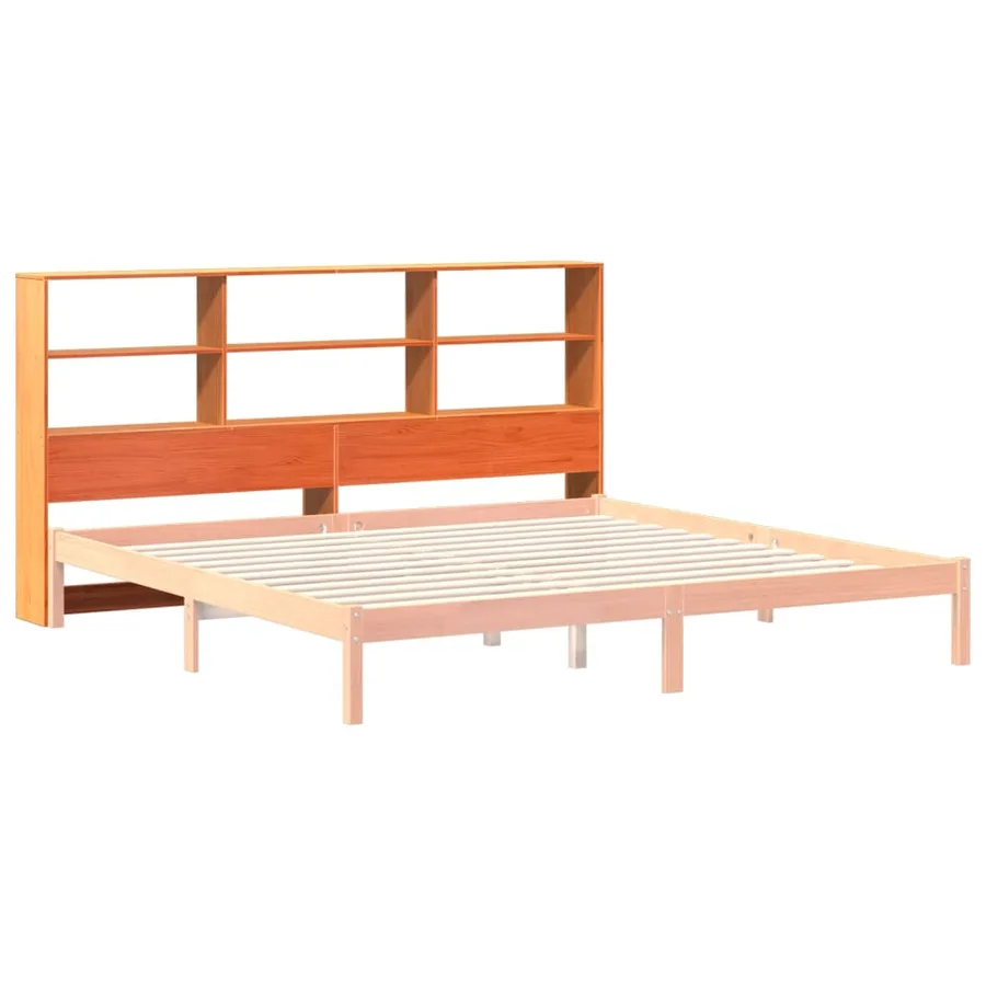 Tête de lit avec rangement cire marron 200cm bois massif de pin - 7