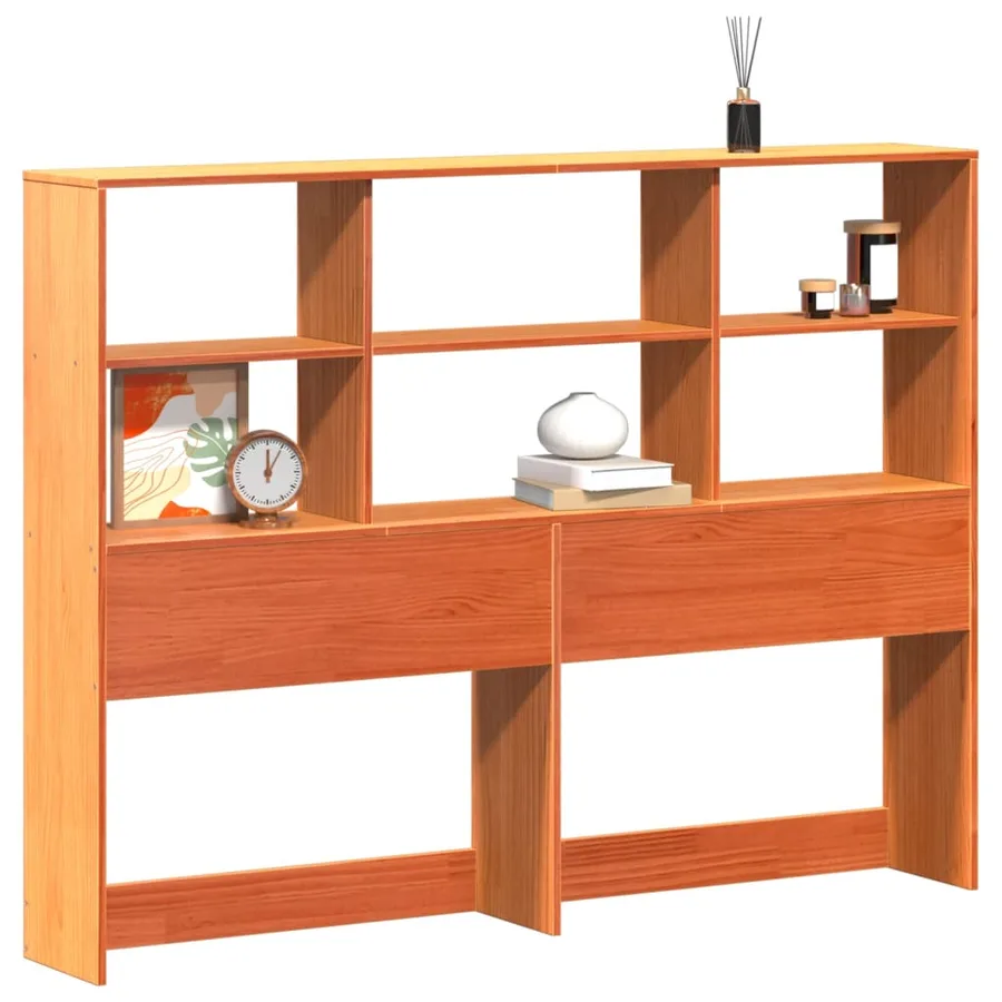 Tête de lit avec rangement cire marron 150cm bois massif de pin - 2