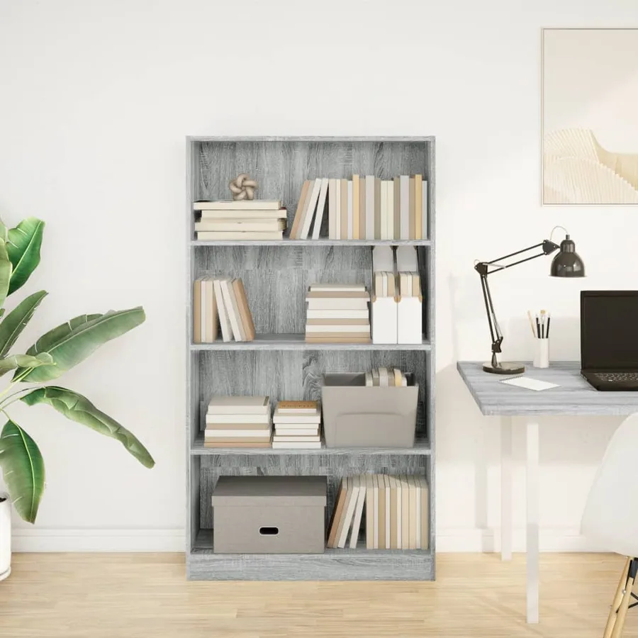 Bibliothèque sonoma gris 80x24x143 cm bois d'ingénierie - 3