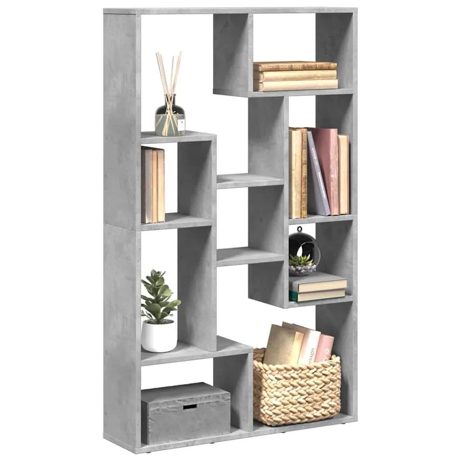 Bibliothèque gris béton 72x20x120,5 cm bois d'ingénierie