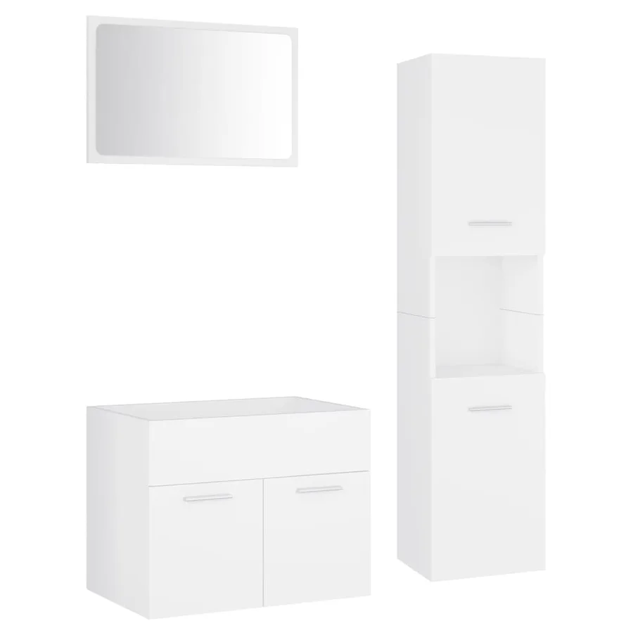 Ensemble de meubles de salle de bain blanc bois d'ingénierie - 2