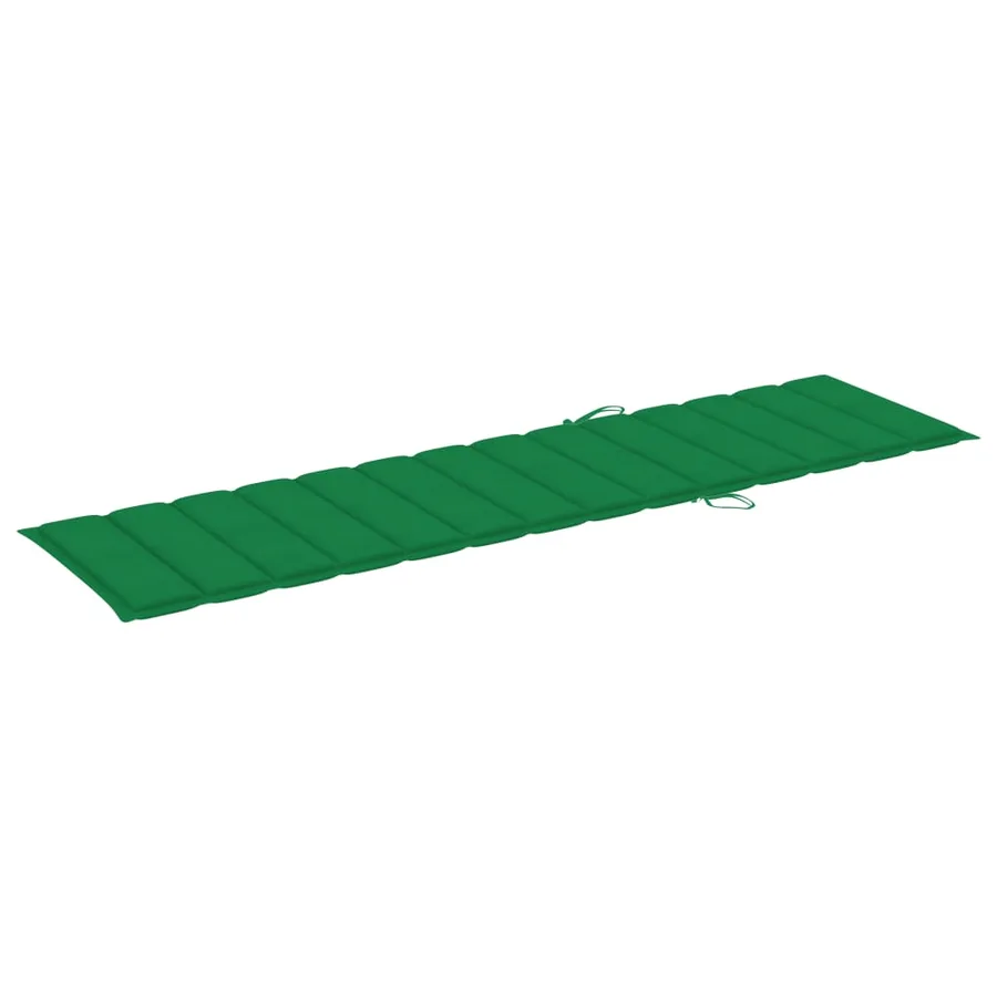Chaise longue avec coussin vert Bois de teck solide - 11