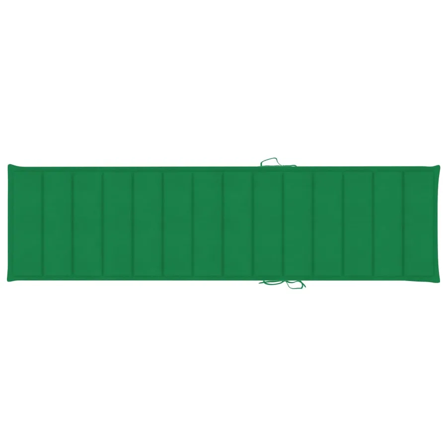 Chaise longue avec coussin vert Bois de teck solide - 13