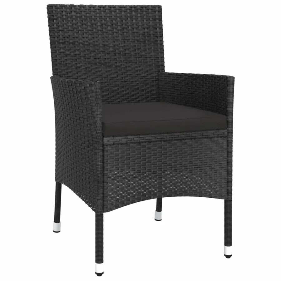 Ensemble de bistro de jardin 3 pcs coussins noir poly rotin - 4