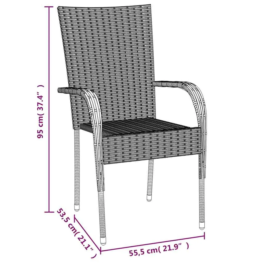 Ensemble à manger de jardin 7 pcs Noir Résine tressée - 11