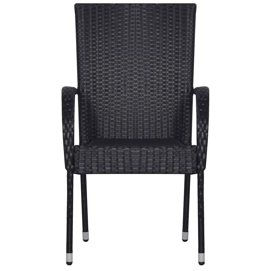 Ensemble à manger de jardin 7 pcs Noir Résine tressée - 6