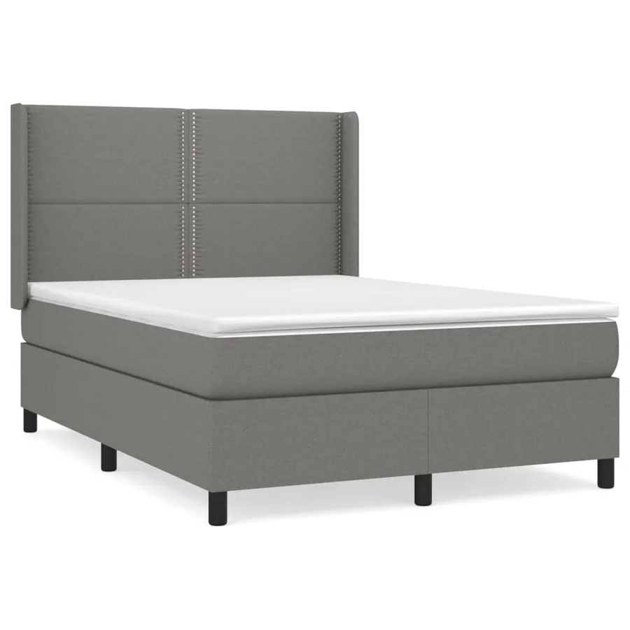 Sommier à lattes de lit avec matelas Gris foncé 140x200cm Tissu - 2