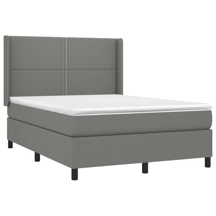 Sommier à lattes de lit avec matelas Gris foncé 140x200cm Tissu - 3