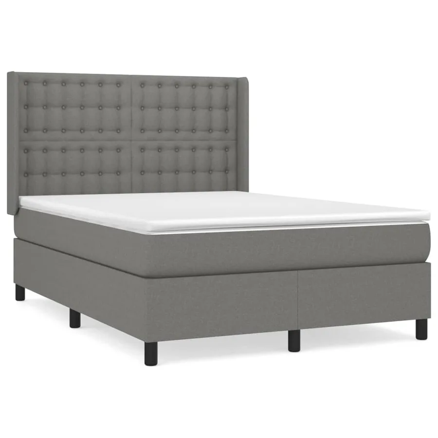 Sommier à lattes de lit avec matelas Gris foncé 140x200cm Tissu - 2