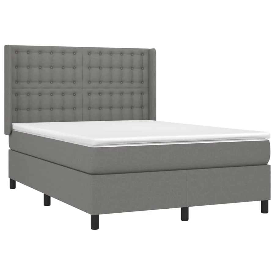 Sommier à lattes de lit matelas LED Gris foncé 140x200 cm Tissu - 4
