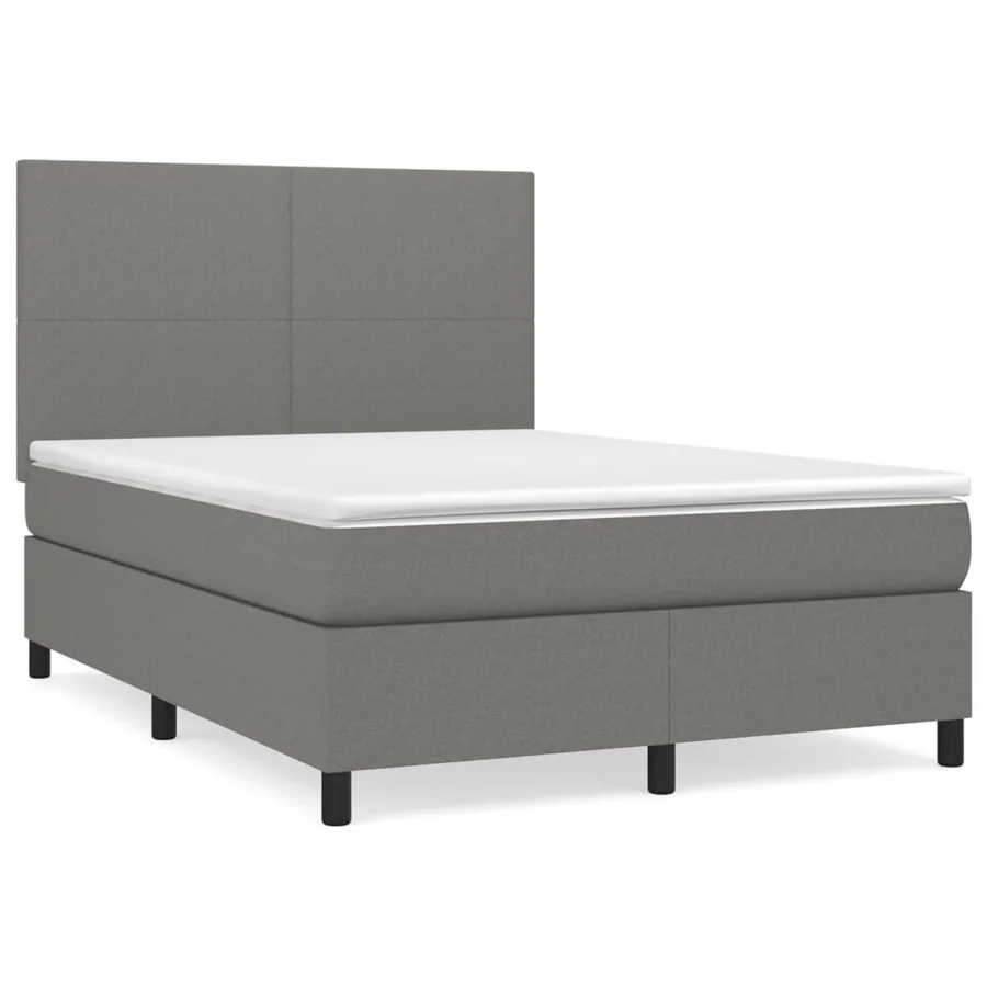 Sommier à lattes de lit avec matelas Gris foncé 140x200cm Tissu - 2