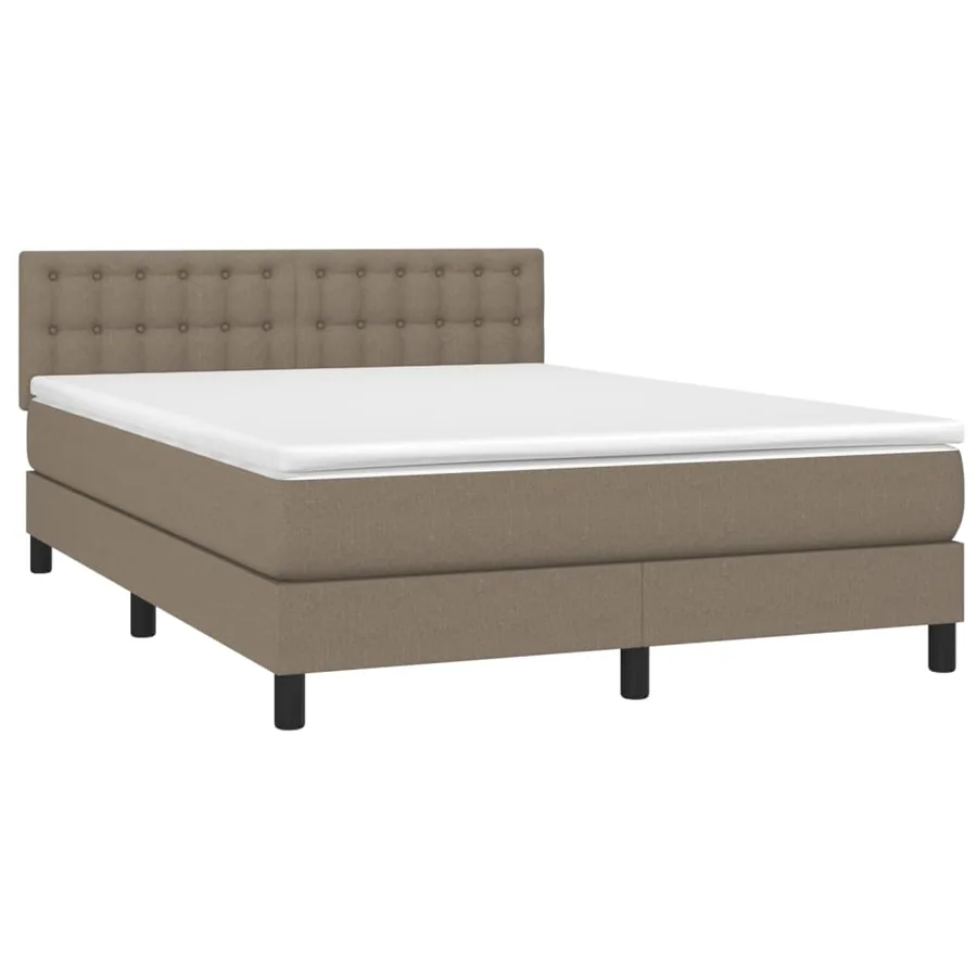 Sommier à lattes de lit avec matelas LED Taupe 140x200 cm Tissu - 3