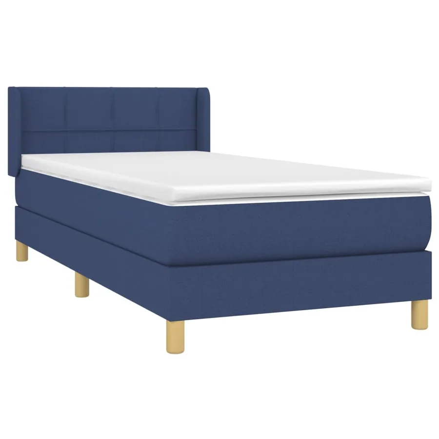 Sommier à lattes de lit avec matelas Bleu 100x200 cm Tissu - 3