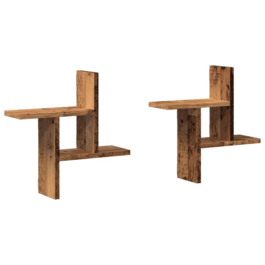 Étagères murales 2 pcs vieux bois 38x12x38 cm bois d'ingénierie - 2