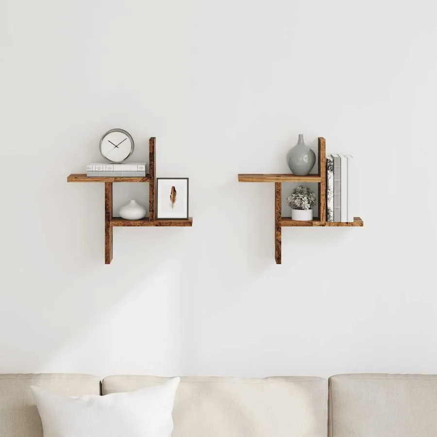 Étagères murales 2 pcs vieux bois 38x12x38 cm bois d'ingénierie - 3