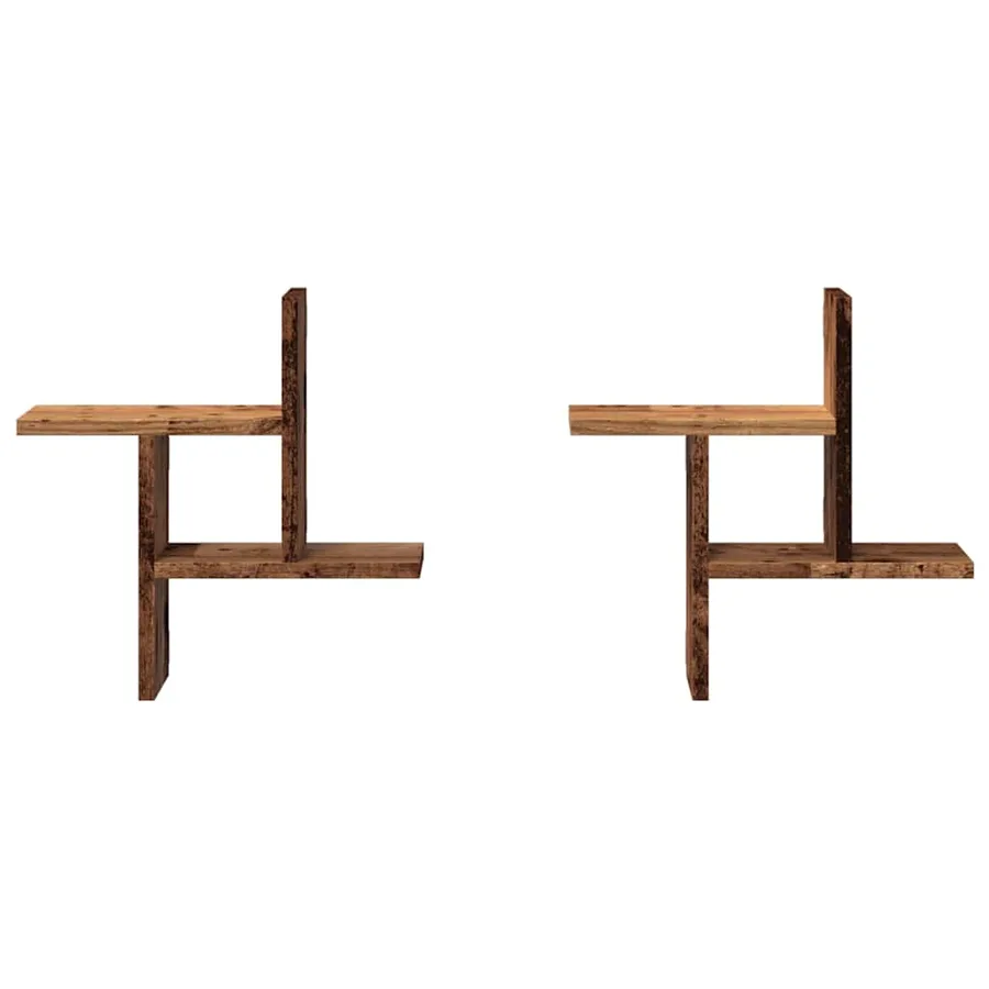 Étagères murales 2 pcs vieux bois 38x12x38 cm bois d'ingénierie - 5