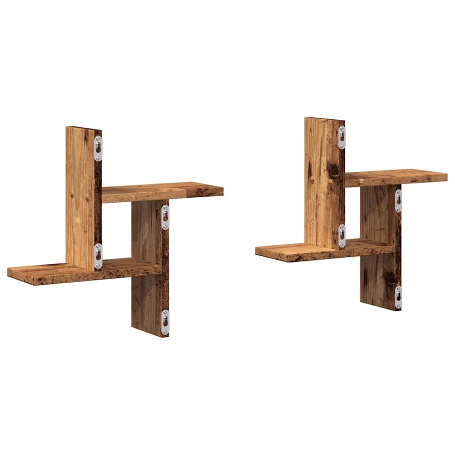 Étagères murales 2 pcs vieux bois 38x12x38 cm bois d'ingénierie - 7