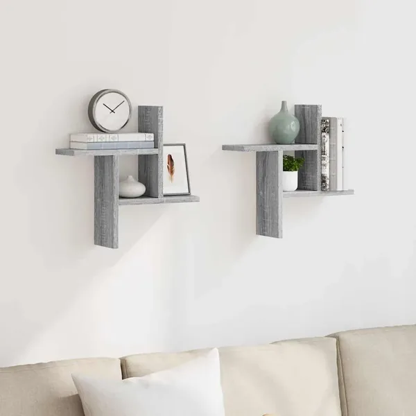 Étagères murales 2pcs sonoma gris 38x12x38 cm bois d’ingénierie