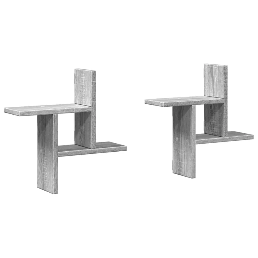 Étagères murales 2pcs sonoma gris 38x12x38 cm bois d’ingénierie - 2