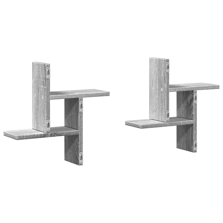 Étagères murales 2pcs sonoma gris 38x12x38 cm bois d’ingénierie - 7
