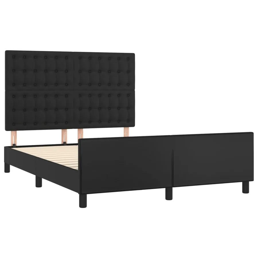Cadre de lit sans matelas noir 140x190 cm similicuir - 4