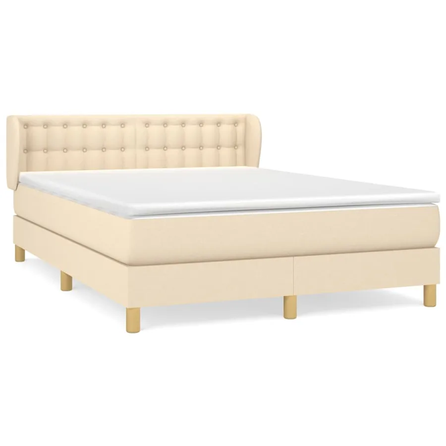 Sommier à lattes de lit avec matelas Crème 140x190 cm Tissu - 2