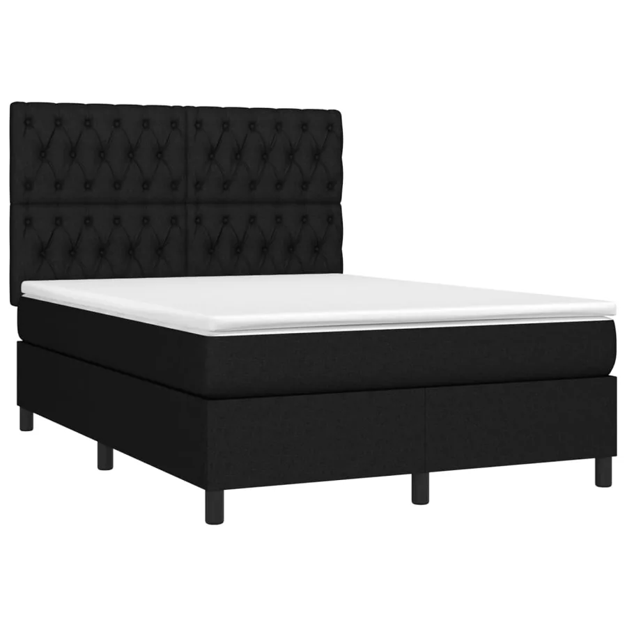 Sommier à lattes de lit avec matelas Noir 140x190 cm Tissu - 3