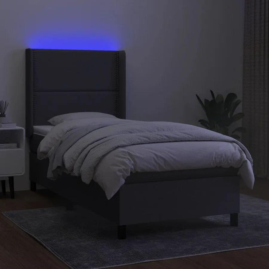 Sommier à lattes de lit matelas LED Gris foncé 90x200cm Tissu - 3