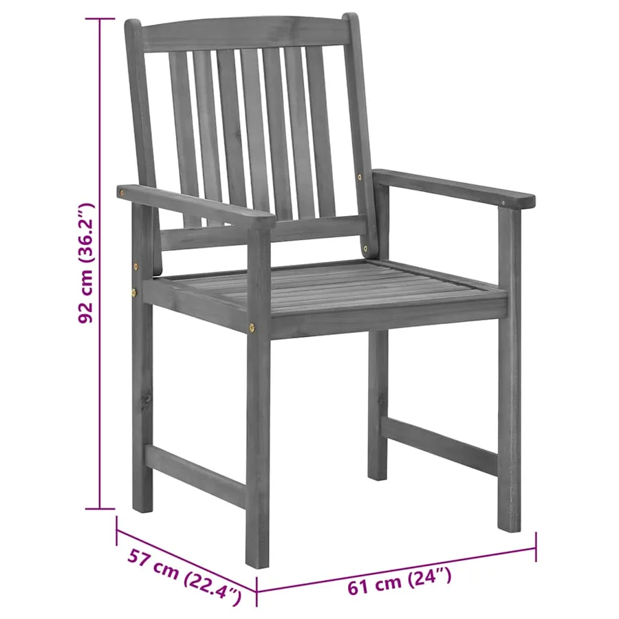 Chaises de jardin et coussins lot de 4 Gris Bois acacia massif - 11