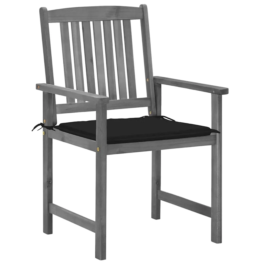 Chaises de jardin et coussins lot de 4 Gris Bois acacia massif - 3