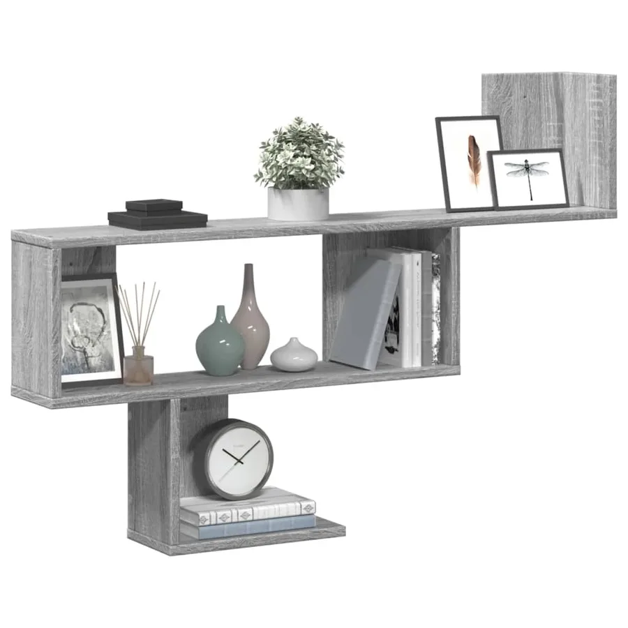 Étagère murale sonoma gris 100x15x70 cm bois ingénierie - 3