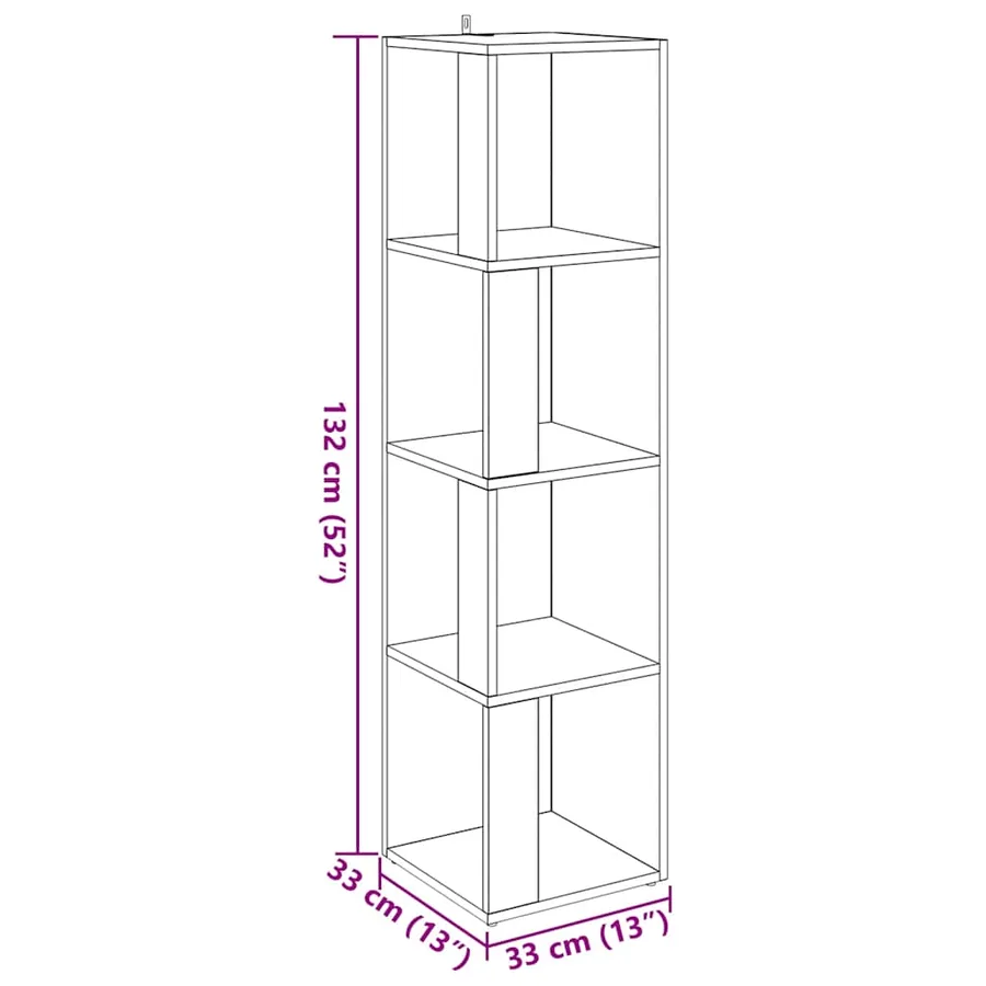 Armoire d'angle chêne artisanal 33x33x132 cm bois d'ingénierie - 10