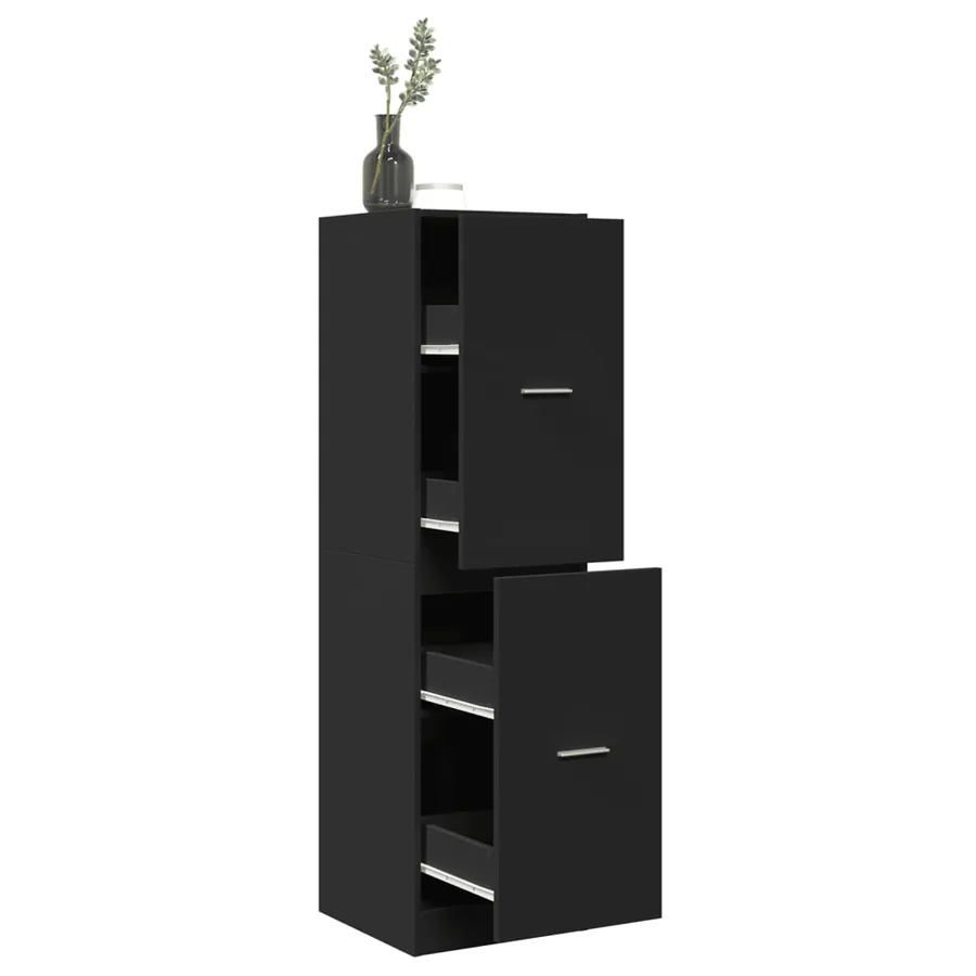 Armoire d'apothicaire noir 40x41x144,5 cm bois d'ingénierie