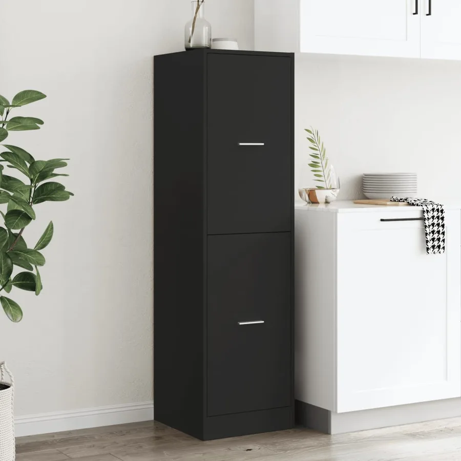 Armoire d'apothicaire noir 40x41x144,5 cm bois d'ingénierie - 3