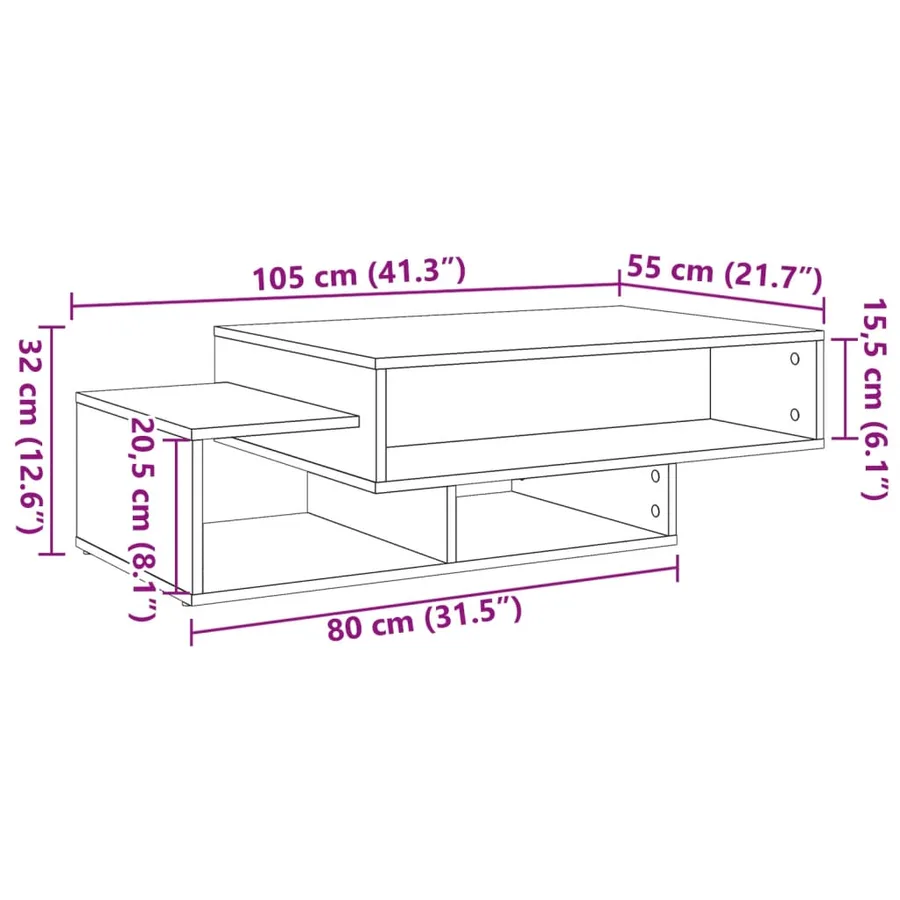 Table basse vieux bois 105x55x32 cm bois d'ingénierie - 9