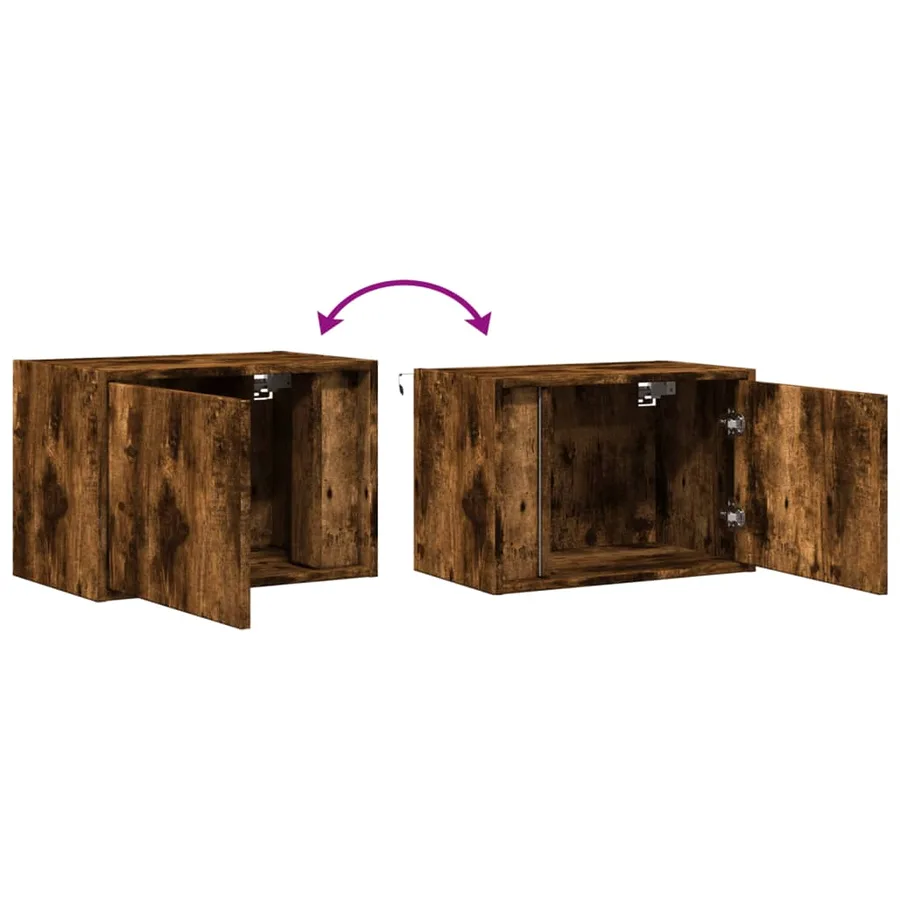 Table de chevet murale avec lumières LED chêne fumé - 10