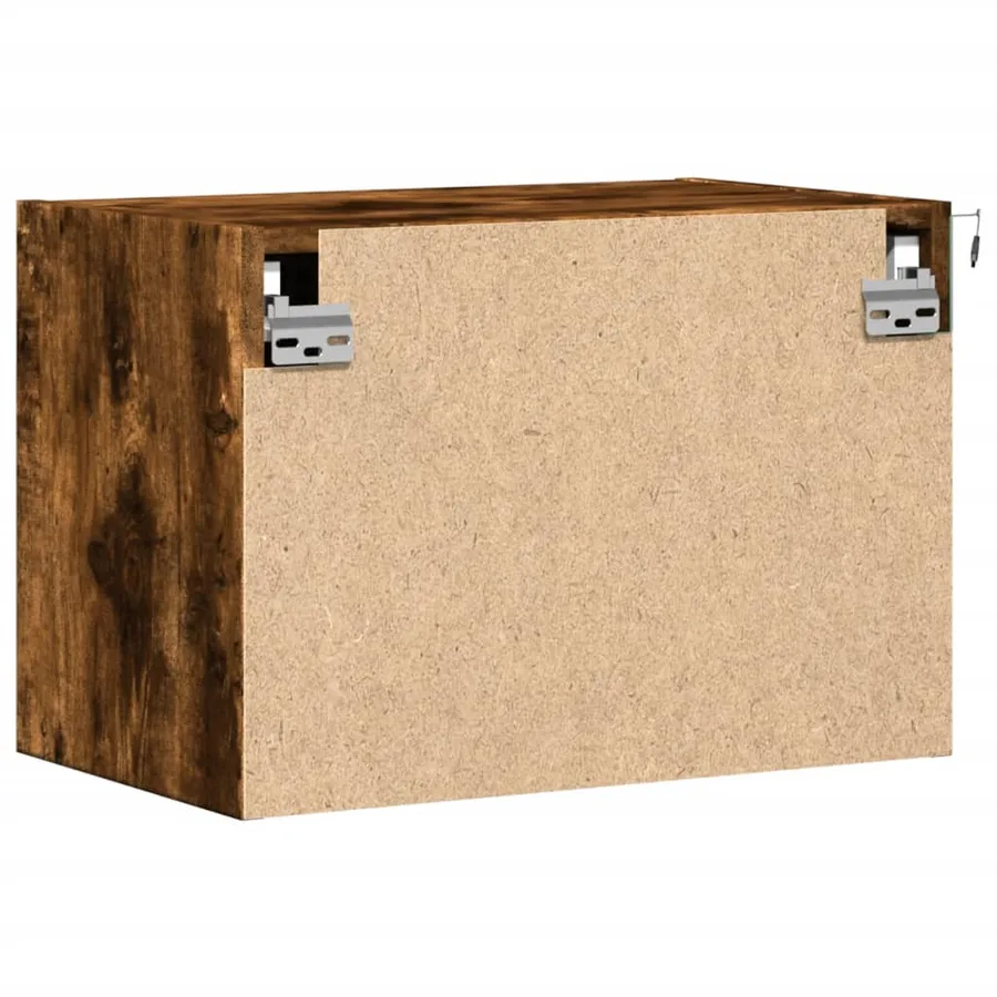 Table de chevet murale avec lumières LED chêne fumé - 9